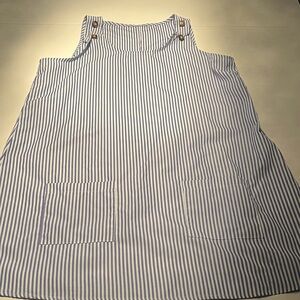 Blue and White Striped Sleeveless Dress